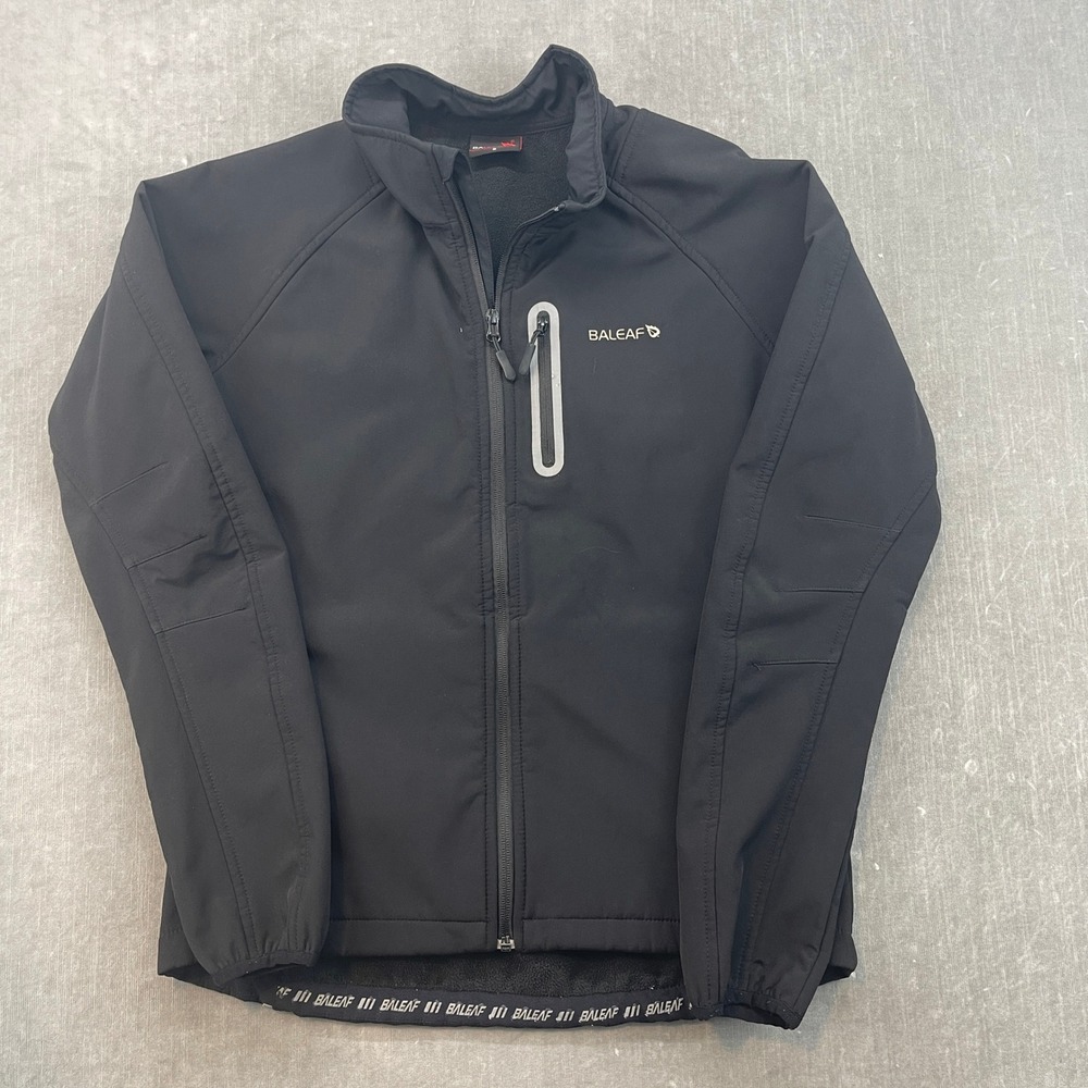Baleaf Men Small Black Cycling Jacket Fleece Lined Reflective Softshell Zip